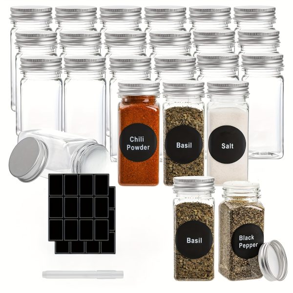 12/24pcs 5.6oz Square Plastic Spice Jars – Reusable Seasoning Containers with Lids for Kitchen Storage & Organisation