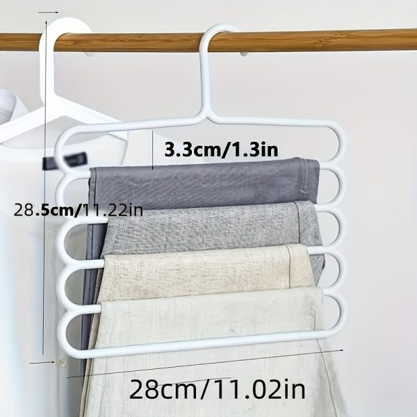 5-Tier White Plastic Hanger Organiser – Space-Saving Closet Rack for Pants, Skirts, Scarves & More - Image 3