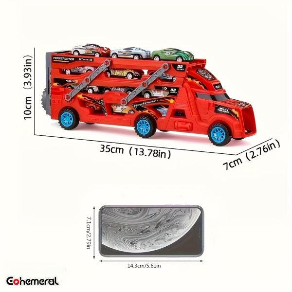 EOHEMERAL Firefighter Catapult Track Car – Foldable Transforming Storage Vehicle with 8 Mini Cars – Multi-Functional Toy Truck for Kids, Ideal Birthday & Holiday Gift - Image 2