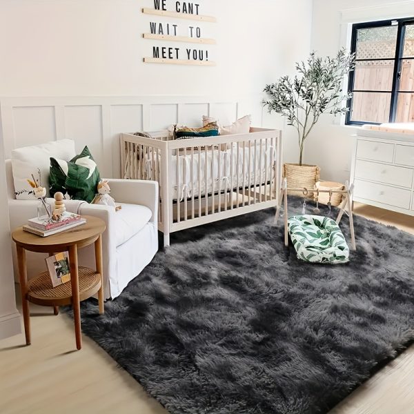 1pc Tie-Dye Shag Area Mat – Thick Non-Slip Polyester Floor Rug for Bedroom & Living Room – Soft, Decorative & Easy-Care Indoor Carpet for Sofa or Coffee Table Decor - Image 9