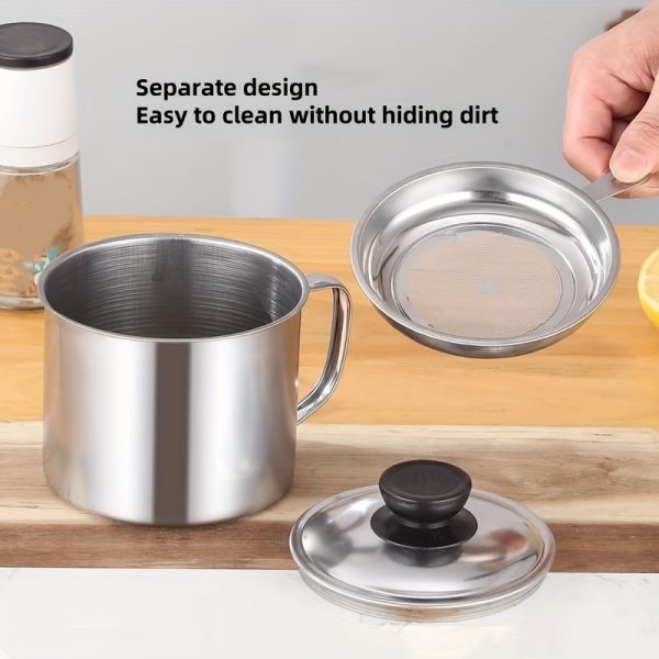 1000ml Stainless Steel Oil Filter Container – Multi-Purpose Drip Tank for Storing Cooking Oil, Sauce & Salad Dressing – Durable & Easy-to-Clean Kitchen Dispenser - Image 4