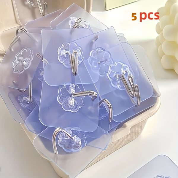5/10pcs Acrylic Kitchen Utensil Hooks, No-Drill Wall-Mounted Organizer for Cooking Tools - Image 5