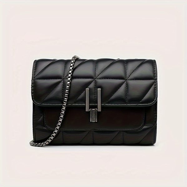 Elegant Black Mini Tartan Crossbody Bag – Faux Leather Handbag with Turn Lock & Adjustable Strap for Women – Urban Style, PVC Lining - Image 6