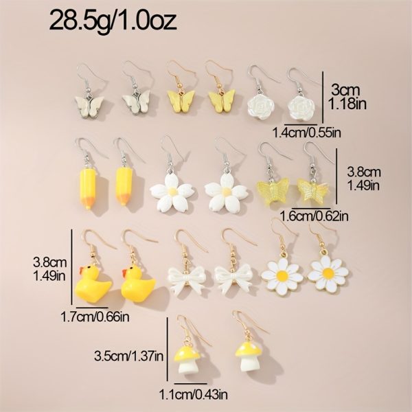 20-Piece Drop & Dangle Earrings Set for Women – Handmade Acrylic Charms with Tassels – Assorted Candy-Coloured Flowers, Hearts, Butterflies, Ducks & More – Fun & Youthful Jewellery for Ages 15+ - Image 5