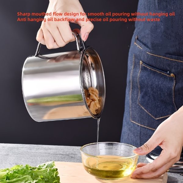 1000ml Stainless Steel Oil Filter Container – Multi-Purpose Drip Tank for Storing Cooking Oil, Sauce & Salad Dressing – Durable & Easy-to-Clean Kitchen Dispenser - Image 7