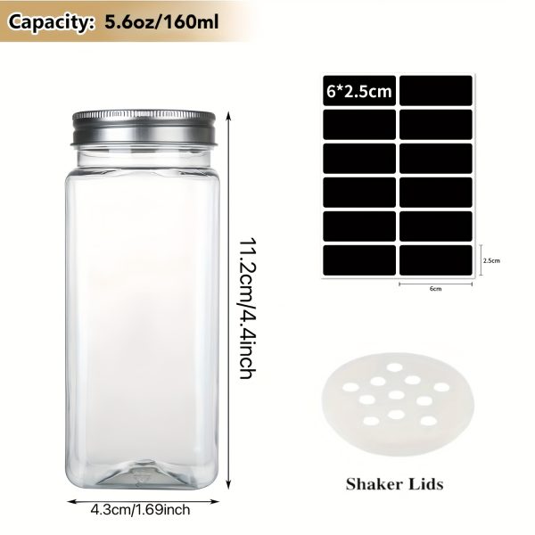 12/24pcs 5.6oz Square Plastic Spice Jars – Reusable Seasoning Containers with Lids for Kitchen Storage & Organisation - Image 4