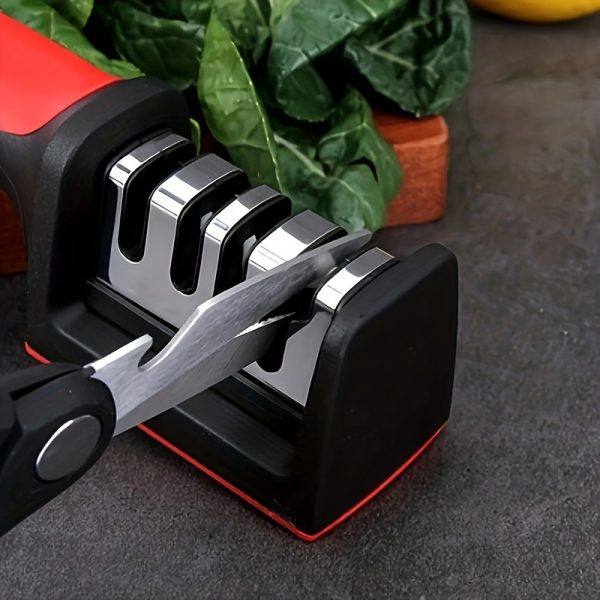 Grade 4 Knife Sharpener – Tungsten Steel & Ceramic Blades with Quick Sharpening Stone for Kitchen Knives - Image 5
