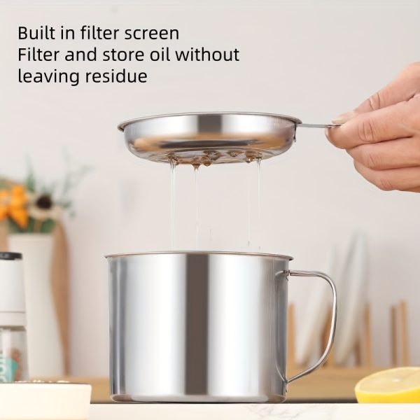 1000ml Stainless Steel Oil Filter Container – Multi-Purpose Drip Tank for Storing Cooking Oil, Sauce & Salad Dressing – Durable & Easy-to-Clean Kitchen Dispenser - Image 11