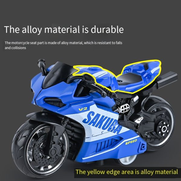 1pc Alloy Pull-Back Motorcycle Toy – Simulation Racing Model with Thick Anti-Fall Wheels – Durable & Wear-Resistant Motorbike for Kids’ Playtime Fun - Image 4