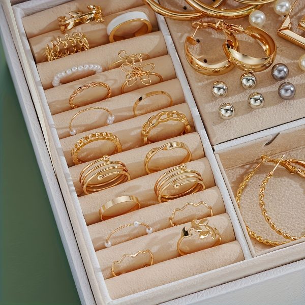 86pcs Elegant Retro Jewellery Set – Multi-Layer Earrings, Necklaces & Rings Combo for Women’s Daily Wear or Gifting – Mother’s Day & Valentine’s Day Gift (No Box) - Image 6