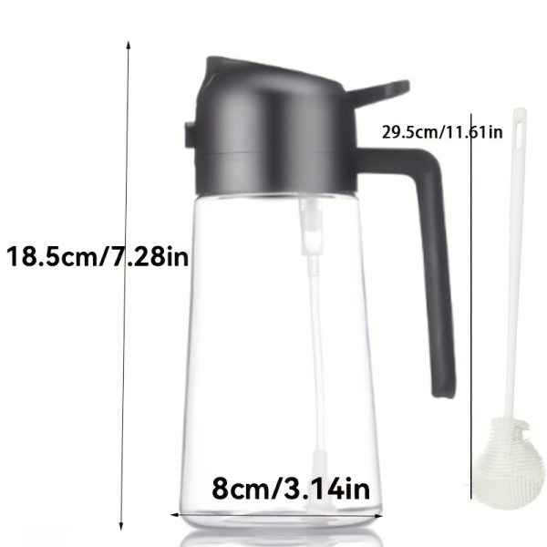 470ml Leak-Proof Oil & Seasoning Bottle with Spray & Pour Functions – Dual-Use Cooking Oil Container for Soy Sauce, Vinegar – Includes 360° Foldable Long Handle Silicone Cup Brush - Image 4