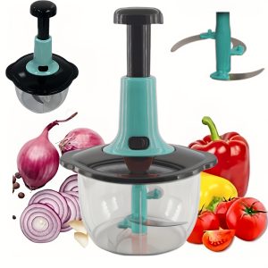 Quick Manual Press Chopper – Easy-to-Use Vegetable, Fruit & Herb Chopper for Salsa, Pesto & Puree – Durable Kitchen Essential & Holiday Gift