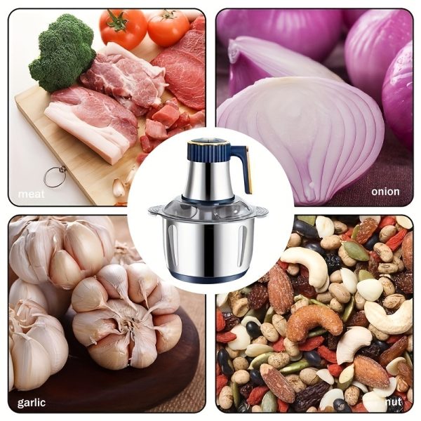 5L Electric Food Chopper & Meat Grinder – Stainless Steel Food Processor with 5-Speed Control & 6 Steel Blades – Quick Meat Mincer & Vegetable Cutter for Home, Baby Food, Garlic, Onion & Salad Prep - Image 9