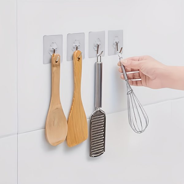 5/10pcs Acrylic Kitchen Utensil Hooks, No-Drill Wall-Mounted Organizer for Cooking Tools - Image 7