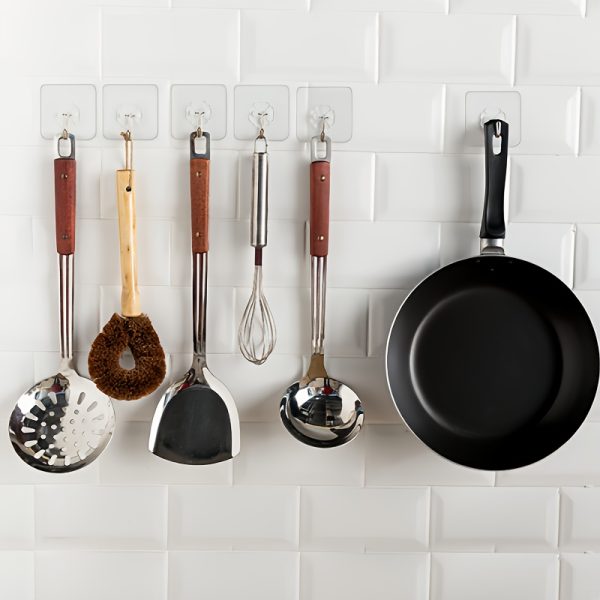 5/10pcs Acrylic Kitchen Utensil Hooks, No-Drill Wall-Mounted Organizer for Cooking Tools - Image 9