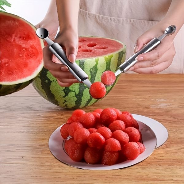 3pcs Stainless Steel Watermelon Slicer, Baller & Fruit Cutter Set – Easy Melon Dicing, Scooping & Carving Tool for Summer Fruits - Image 4