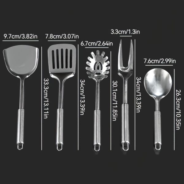 9pcs Stainless Steel Kitchen Utensil Set – Rust-Resistant Cooking & Serving Tools with Ergonomic Handles - Image 5