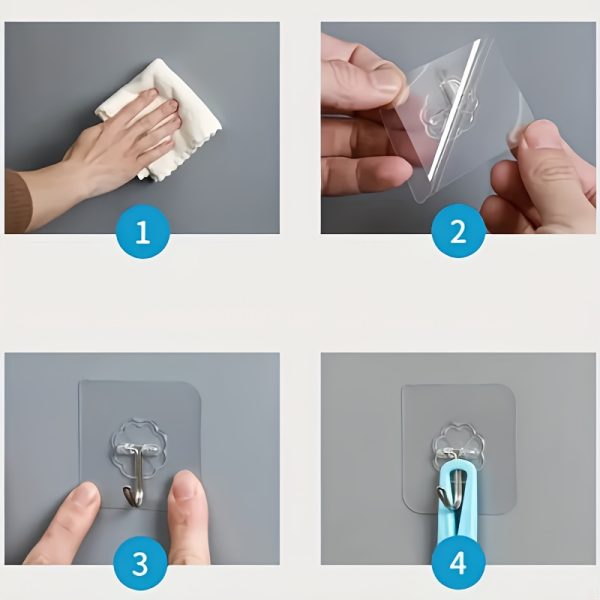 5/10pcs Acrylic Kitchen Utensil Hooks, No-Drill Wall-Mounted Organizer for Cooking Tools - Image 12