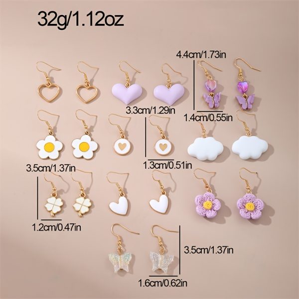 20-Piece Drop & Dangle Earrings Set for Women – Handmade Acrylic Charms with Tassels – Assorted Candy-Coloured Flowers, Hearts, Butterflies, Ducks & More – Fun & Youthful Jewellery for Ages 15+ - Image 10