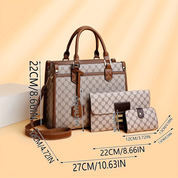 Stylish Large Tote Bag, Handbag & Wallet Set – Elegant 3-Piece Bag Collection for Middle-Aged Women with Reading Glasses - Image 3