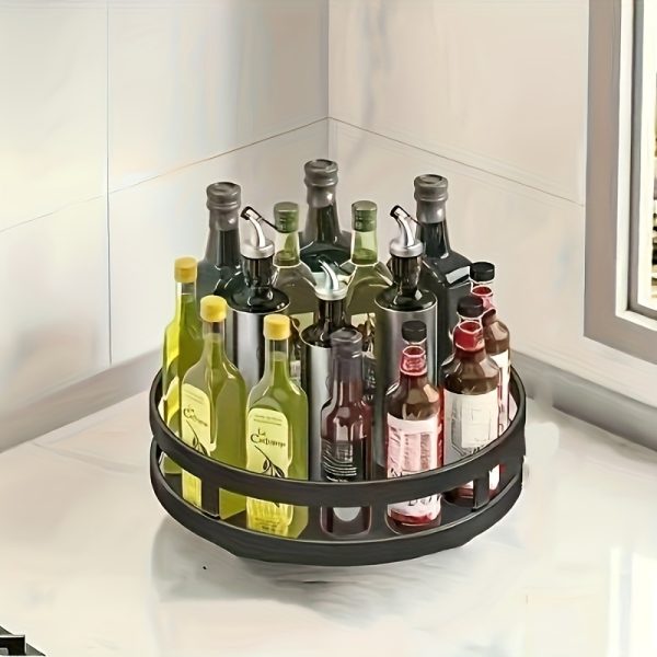 3-Tier Rotating Metal Storage Rack – Space-Saving Kitchen Organiser with Non-Slip Base & Easy-Clean Design - Image 3
