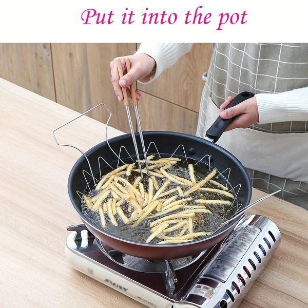 1pc Stainless Steel Frying Basket – Foldable Steam, Rinse & Strain Basket for Kitchen – Multi-Purpose Cooking Tool for Fried Food & More - Image 8