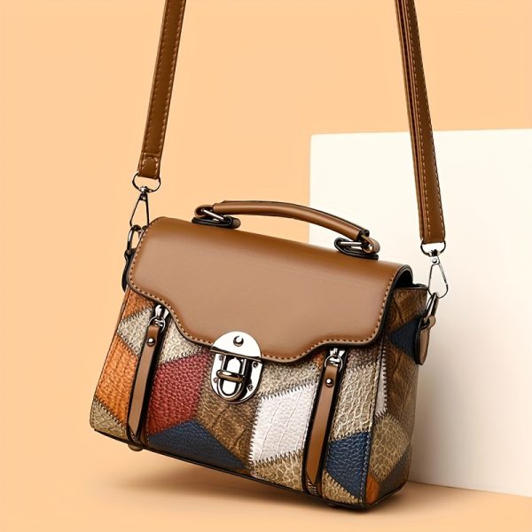 Weidola Women’s Retro Rhombus Geometric Handbag – Large Capacity Shoulder Bag with Anti-Theft Zipper, Adjustable Strap, Gold-Tone Hardware & Polyester Lining – Multi-Colour Purse for Daily Use - Image 5