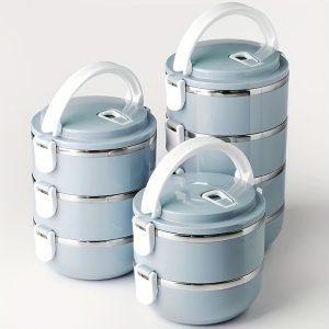 1400ml Stainless Steel Insulated Lunch Box – 1-Tier Cylindrical Bento Box with Lid – Portable Food Container for Office, School, Picnic & Camping – Hand Wash Only