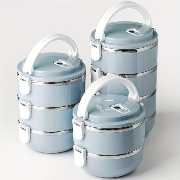 1400ml Stainless Steel Insulated Lunch Box – 1-Tier Cylindrical Bento Box with Lid – Portable Food Container for Office, School, Picnic & Camping – Hand Wash Only