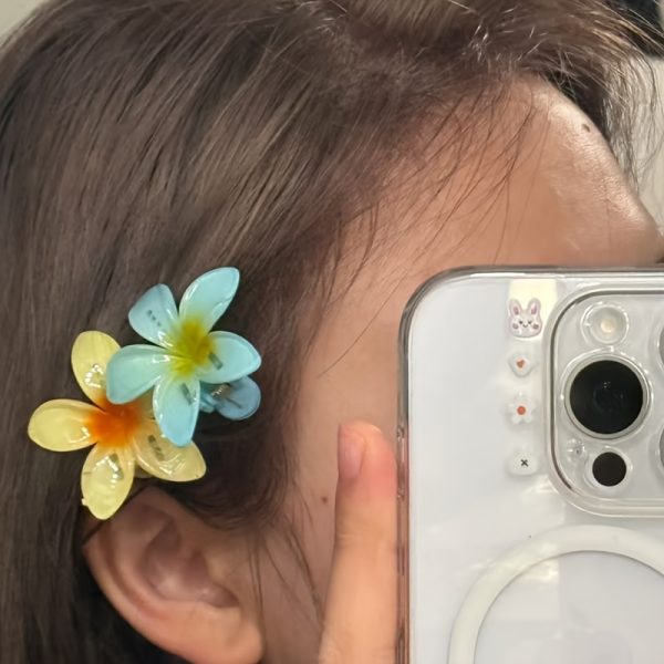 6pcs Colourful Hibiscus Flower Hair Clips – Tropical Floral Claw Clips for Women & Girls, Summer Beach Accessories - Image 9