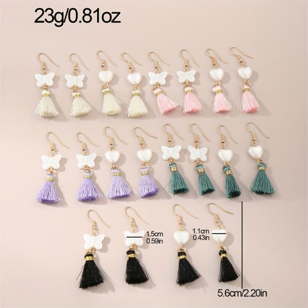 20-Piece Drop & Dangle Earrings Set for Women – Handmade Acrylic Charms with Tassels – Assorted Candy-Coloured Flowers, Hearts, Butterflies, Ducks & More – Fun & Youthful Jewellery for Ages 15+ - Image 9