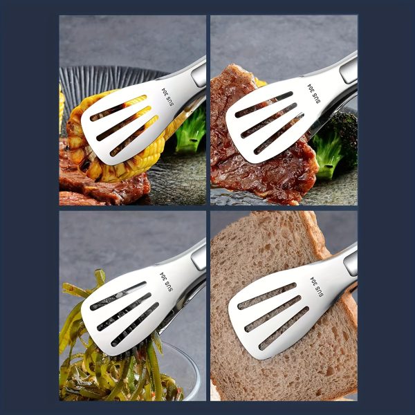 Stainless Steel Kitchen Cooking Tongs – Heat-Resistant Silicone Grip, Food & Bread Serving Tongs – Small, Medium, Large – Dishwasher Safe - Image 10