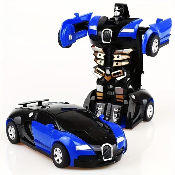 1pc Blue Transforming Robot Car – 2-in-1 Inertia-Powered Race Car & Robot Toy with Mechanical Arms – Birthday & Holiday Gift for Kids, Action Toy with Racing Car Design - Image 3