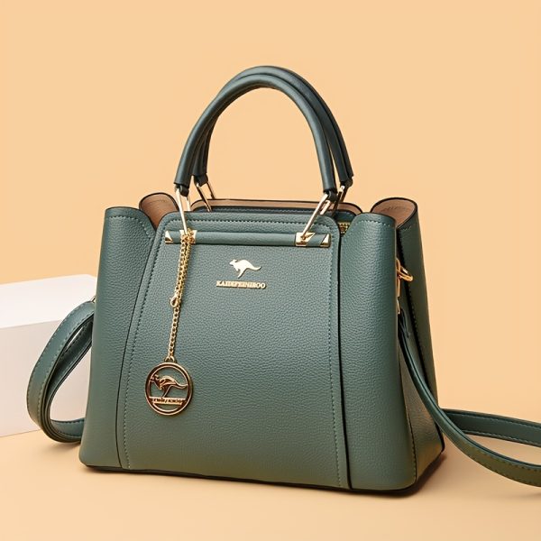 Women’s Stylish Black Handbag with Gold-Tone Hardware – Elegant Lightweight Designer Bag with Detachable Shoulder Strap for Everyday Use - Image 8