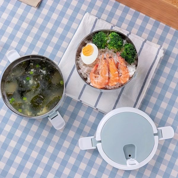 1400ml Stainless Steel Insulated Lunch Box – 1-Tier Cylindrical Bento Box with Lid – Portable Food Container for Office, School, Picnic & Camping – Hand Wash Only - Image 8