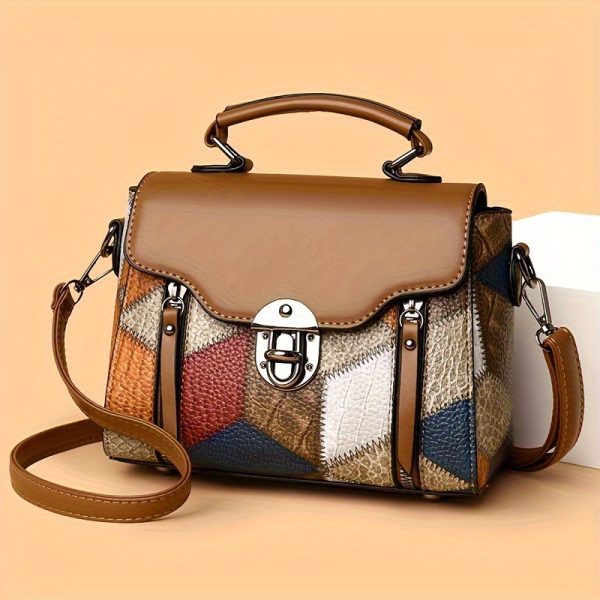 Weidola Women’s Retro Rhombus Geometric Handbag – Large Capacity Shoulder Bag with Anti-Theft Zipper, Adjustable Strap, Gold-Tone Hardware & Polyester Lining – Multi-Colour Purse for Daily Use - Image 3