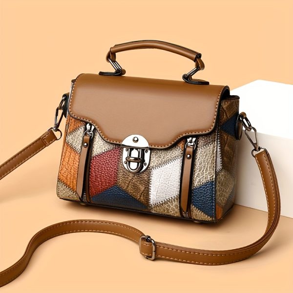 Weidola Women’s Retro Rhombus Geometric Handbag – Large Capacity Shoulder Bag with Anti-Theft Zipper, Adjustable Strap, Gold-Tone Hardware & Polyester Lining – Multi-Colour Purse for Daily Use - Image 9