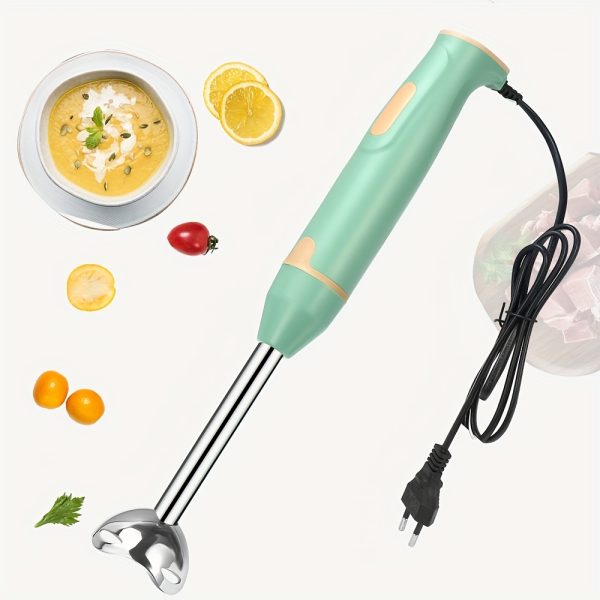 Handheld Immersion Blender with Stainless Steel Head – Includes 800ml Chopping Bowl & 600ml Smoothie Cup – Ergonomic Stick Blender for Smoothies, Purees, Soups – EU Plug, Durable Kitchen Appliance