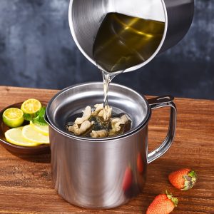 1000ml Stainless Steel Oil Filter Container – Multi-Purpose Drip Tank for Storing Cooking Oil, Sauce & Salad Dressing – Durable & Easy-to-Clean Kitchen Dispenser