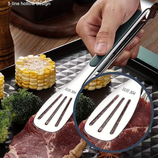 Stainless Steel Kitchen Cooking Tongs – Heat-Resistant Silicone Grip, Food & Bread Serving Tongs – Small, Medium, Large – Dishwasher Safe - Image 2