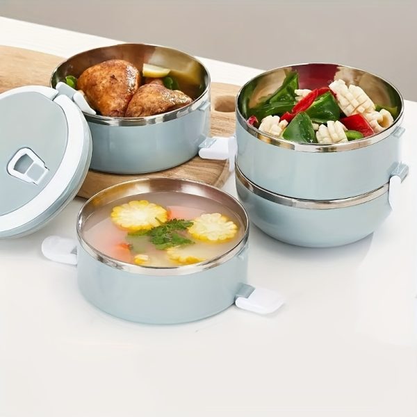 1400ml Stainless Steel Insulated Lunch Box – 1-Tier Cylindrical Bento Box with Lid – Portable Food Container for Office, School, Picnic & Camping – Hand Wash Only - Image 7