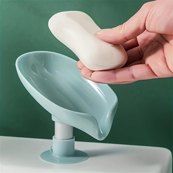 Wall-Mounted Leaf Design Soap Holder with Suction Cup – Drainage Tray, No-Drill Installation, No Water Accumulation - Image 4