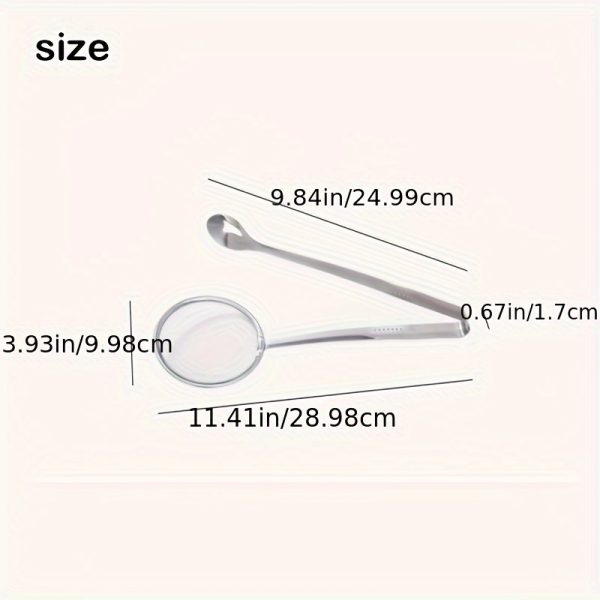 Stainless Steel Strainer Spoon & Tongs – High-Temperature Resistant Frying Tool for Lifting, Draining & Serving - Image 2