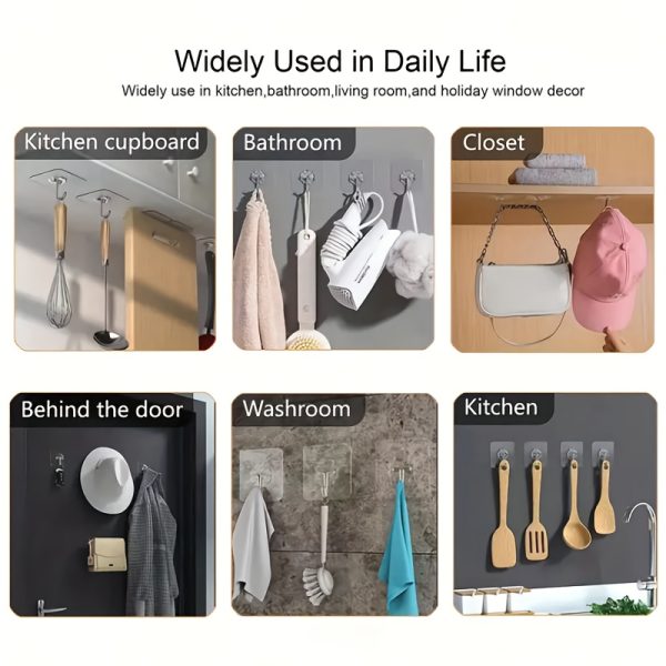 5/10pcs Acrylic Kitchen Utensil Hooks, No-Drill Wall-Mounted Organizer for Cooking Tools - Image 11