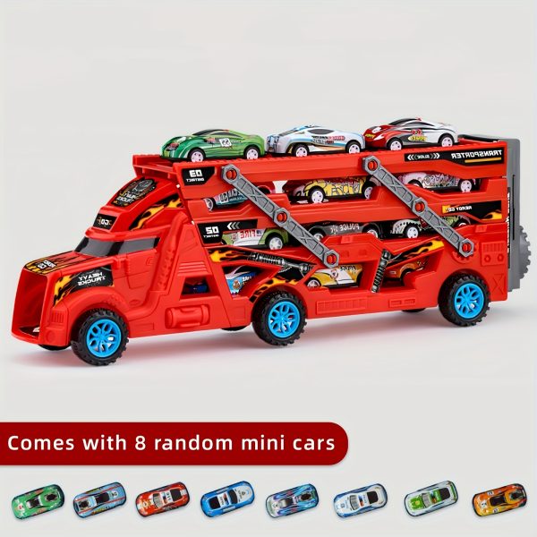 EOHEMERAL Firefighter Catapult Track Car – Foldable Transforming Storage Vehicle with 8 Mini Cars – Multi-Functional Toy Truck for Kids, Ideal Birthday & Holiday Gift - Image 3