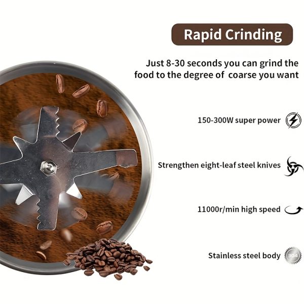 High-Power Electric Coffee & Grain Grinder – 25,000 RPM Rapid Grinding Machine for Beans, Spices & Nuts - Image 4