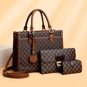 Stylish Large Tote Bag, Handbag & Wallet Set – Elegant 3-Piece Bag Collection for Middle-Aged Women with Reading Glasses