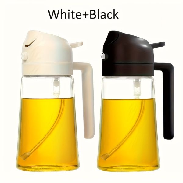 470ml Leak-Proof Oil & Seasoning Bottle with Spray & Pour Functions – Dual-Use Cooking Oil Container for Soy Sauce, Vinegar – Includes 360° Foldable Long Handle Silicone Cup Brush - Image 7