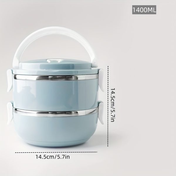 1400ml Stainless Steel Insulated Lunch Box – 1-Tier Cylindrical Bento Box with Lid – Portable Food Container for Office, School, Picnic & Camping – Hand Wash Only - Image 3