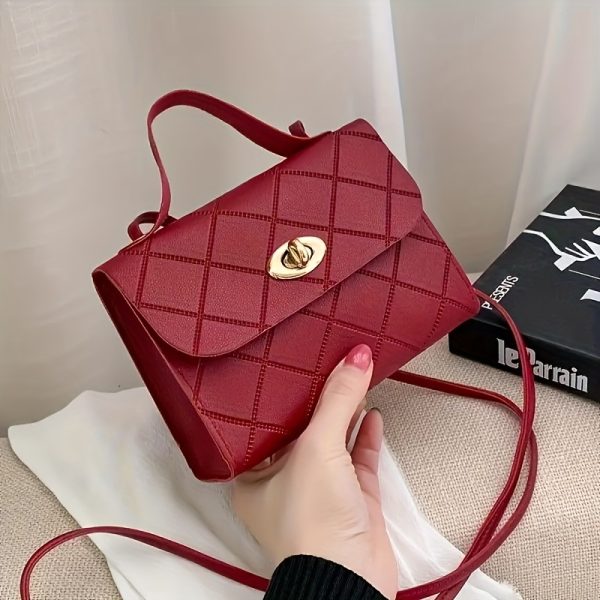 Women’s Quilted Crossbody Bag with Adjustable Strap & Twist Lock – Elegant Solid Colour Shoulder Purse with Gold Hardware – Casual & Formal Handbag in Black, Red, Pink, Brown, White - Image 15